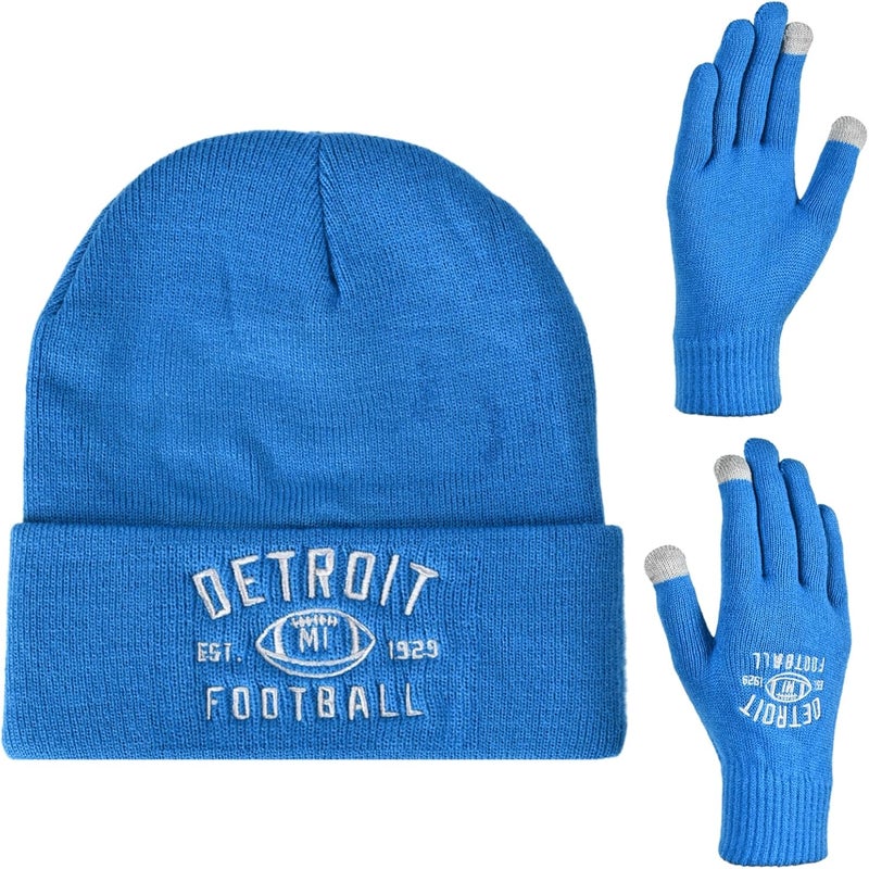 mtstaowe Vintage Classic Skull Cap Embroidery Beanie Fasion Hat Cuffed Winter Hat Knit Comes with Warm Gloves Gifts for Men Women Fans - Image 1